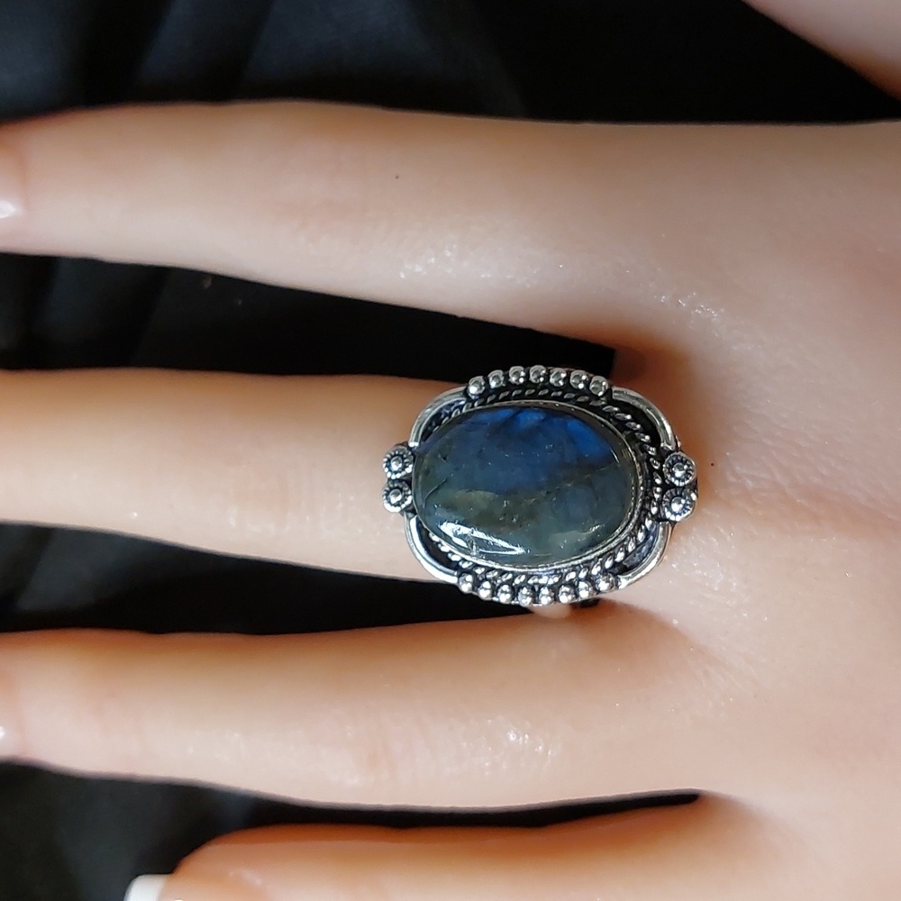 Laboradorite Stone 925 Silver Ring - 9 - Picture 5 of 6